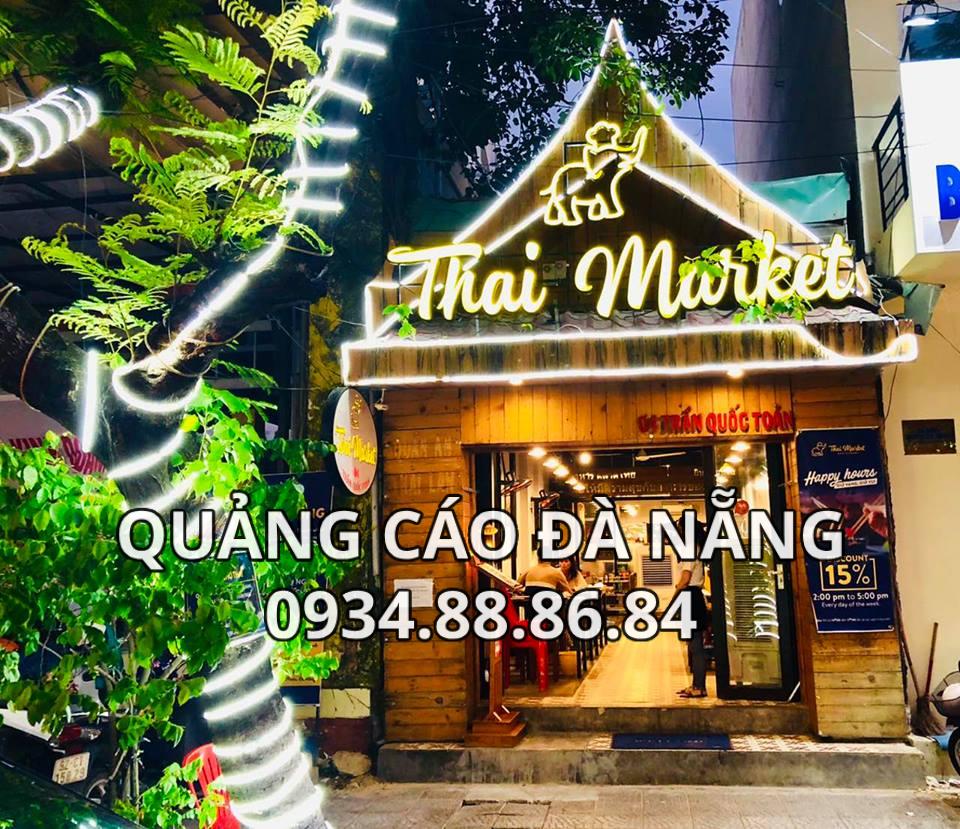 Bảng Hiệu Led Nhà Hàng Thái Market Tông Vàng