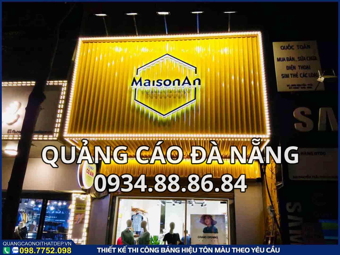 bảng hiệu tôn sơn màu chữ nổi đèn led
